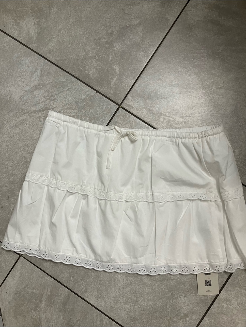 Muse White Eyelet Tiered Mini Skirt